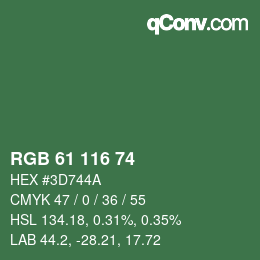 カラーコード: RGB 61 116 74 | qconv.com