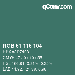 Farbcode: RGB 61 116 104 | qconv.com