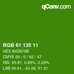 Code couleur: RGB 61 135 11 | qconv.com