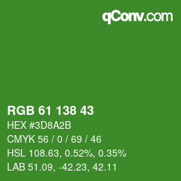 Color code: RGB 61 138 43 | qconv.com