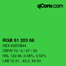 Código de color: RGB 61 203 68 | qconv.com