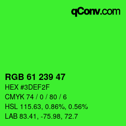 Farbcode: RGB 61 239 47 | qconv.com