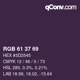 カラーコード: RGB 61 37 69 | qconv.com