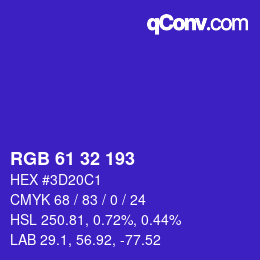 カラーコード: RGB 61 32 193 | qconv.com