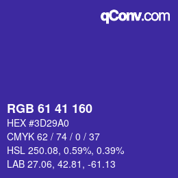 カラーコード: RGB 61 41 160 | qconv.com