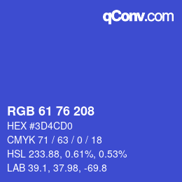 カラーコード: RGB 61 76 208 | qconv.com