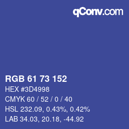 カラーコード: RGB 61 73 152 | qconv.com