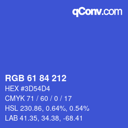 カラーコード: RGB 61 84 212 | qconv.com