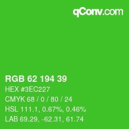 カラーコード: RGB 62 194 39 | qconv.com