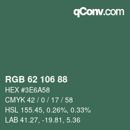 Código de color: RGB 62 106 88 | qconv.com