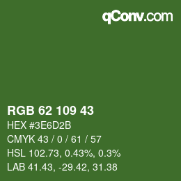 Color code: RGB 62 109 43 | qconv.com