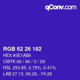 Farbcode: RGB 62 26 182 | qconv.com