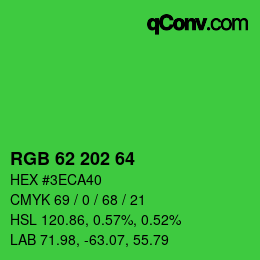 カラーコード: RGB 62 202 64 | qconv.com