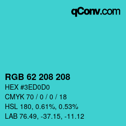 Code couleur: RGB 62 208 208 | qconv.com