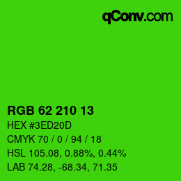 カラーコード: RGB 62 210 13 | qconv.com