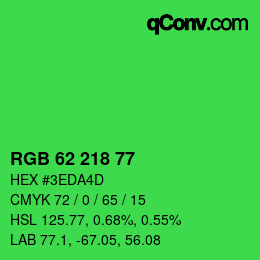 Color code: RGB 62 218 77 | qconv.com