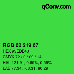 Color code: RGB 62 219 67 | qconv.com