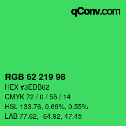 カラーコード: RGB 62 219 98 | qconv.com