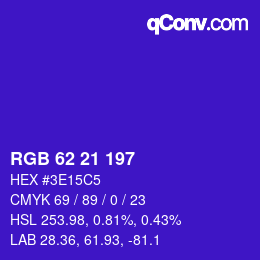 Código de color: RGB 62 21 197 | qconv.com