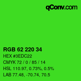 Farbcode: RGB 62 220 34 | qconv.com