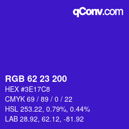 Código de color: RGB 62 23 200 | qconv.com