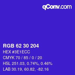 Color code: RGB 62 30 204 | qconv.com