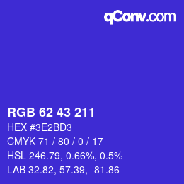 Code couleur: RGB 62 43 211 | qconv.com