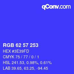 Código de color: RGB 62 57 253 | qconv.com