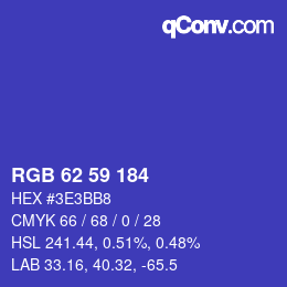 カラーコード: RGB 62 59 184 | qconv.com