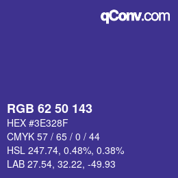 Code couleur: RGB 62 50 143 | qconv.com