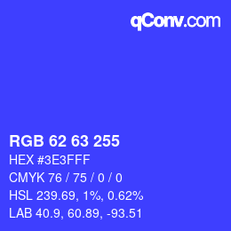 Color code: RGB 62 63 255 | qconv.com