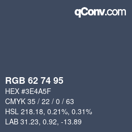 カラーコード: RGB 62 74 95 | qconv.com