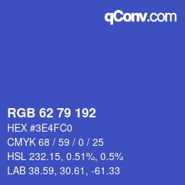 Color code: RGB 62 79 192 | qconv.com