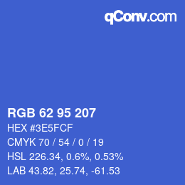 Code couleur: RGB 62 95 207 | qconv.com