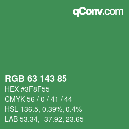 カラーコード: RGB 63 143 85 | qconv.com