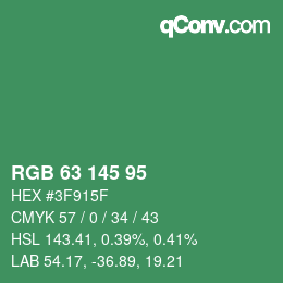 Color code: RGB 63 145 95 | qconv.com