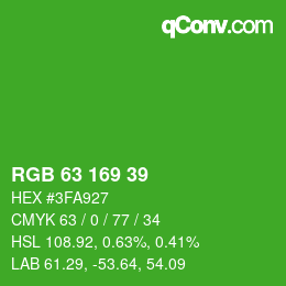 Color code: RGB 63 169 39 | qconv.com