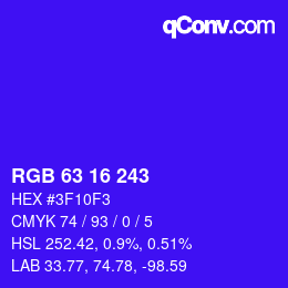 Farbcode: RGB 63 16 243 | qconv.com