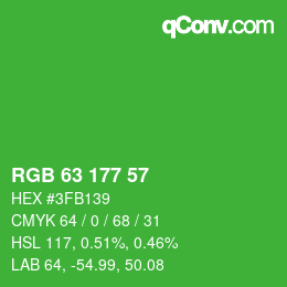 カラーコード: RGB 63 177 57 | qconv.com