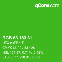 Color code: RGB 63 183 31 | qconv.com