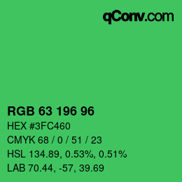 Farbcode: RGB 63 196 96 | qconv.com