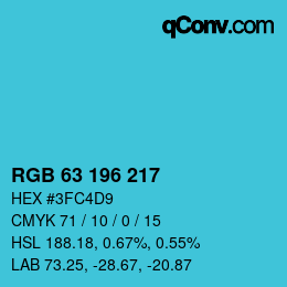 Code couleur: RGB 63 196 217 | qconv.com