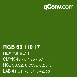 Color code: RGB 63 110 17 | qconv.com