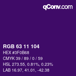 Farbcode: RGB 63 11 104 | qconv.com