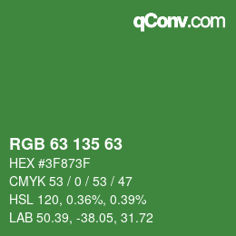 Color code: RGB 63 135 63 | qconv.com