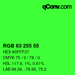 Farbcode: RGB 63 255 55 | qconv.com