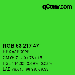 カラーコード: RGB 63 217 47 | qconv.com