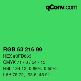 カラーコード: RGB 63 216 99 | qconv.com