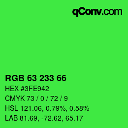 カラーコード: RGB 63 233 66 | qconv.com