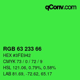 カラーコード: RGB 63 233 66 | qconv.com